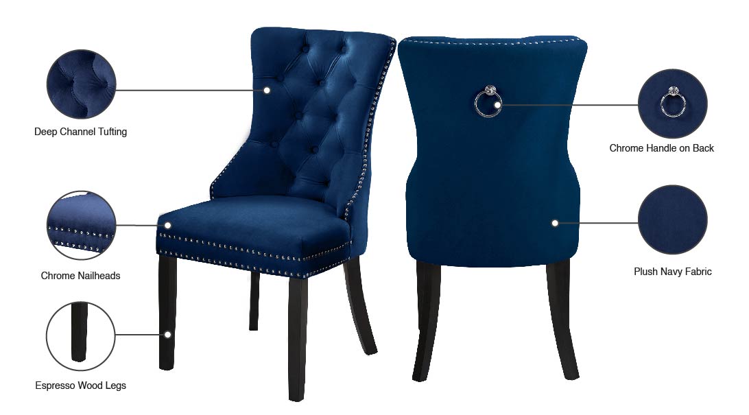 emmet navy velvet dining chair c