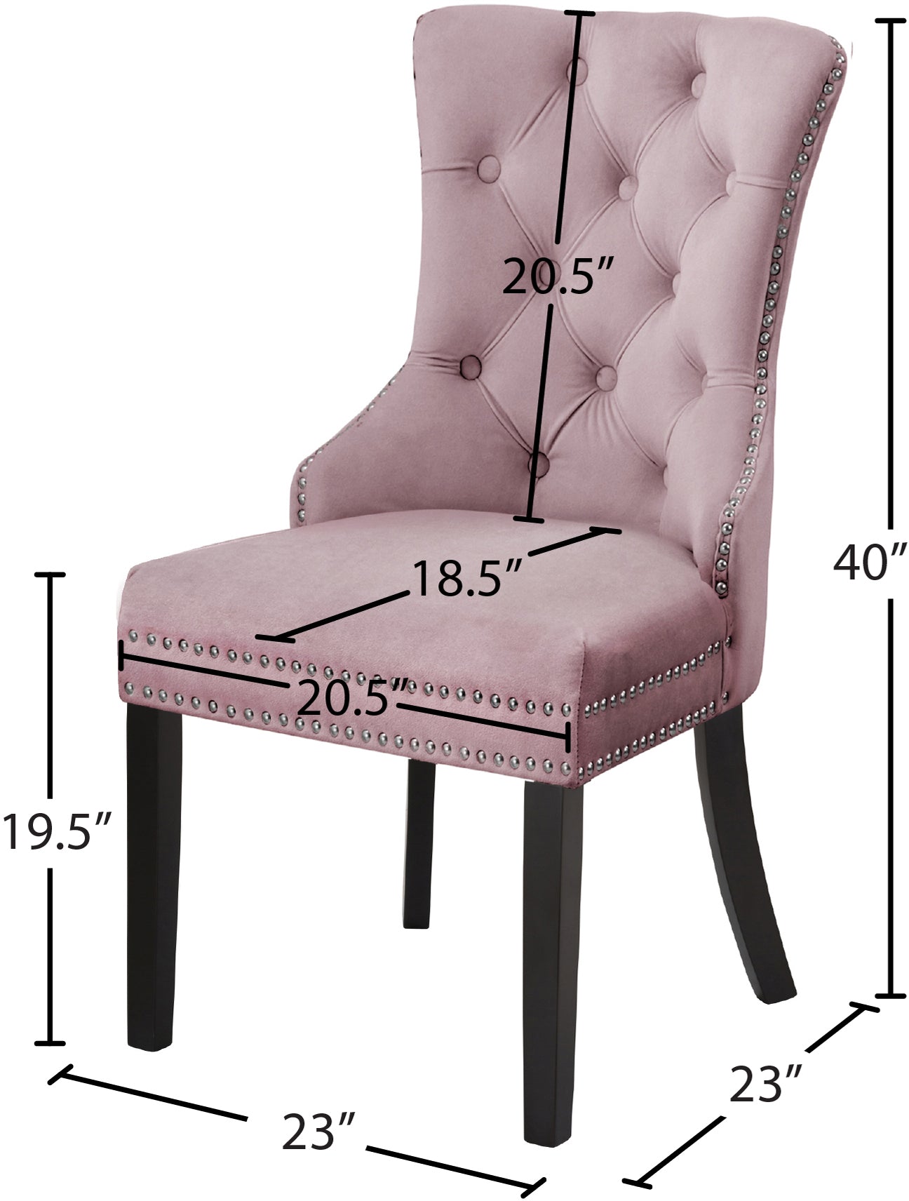 emmet pink velvet dining chair c