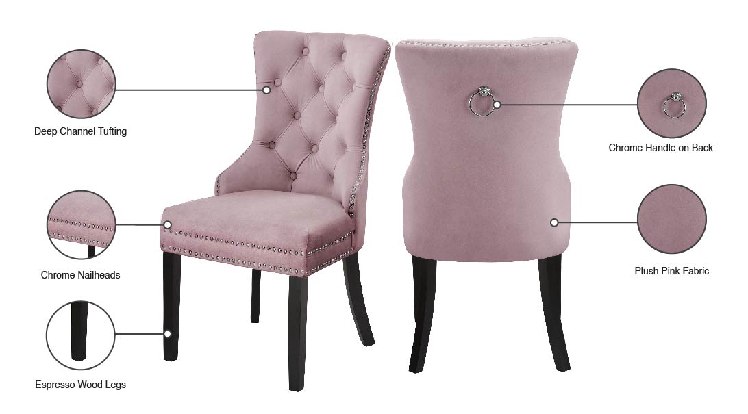 emmet pink velvet dining chair c