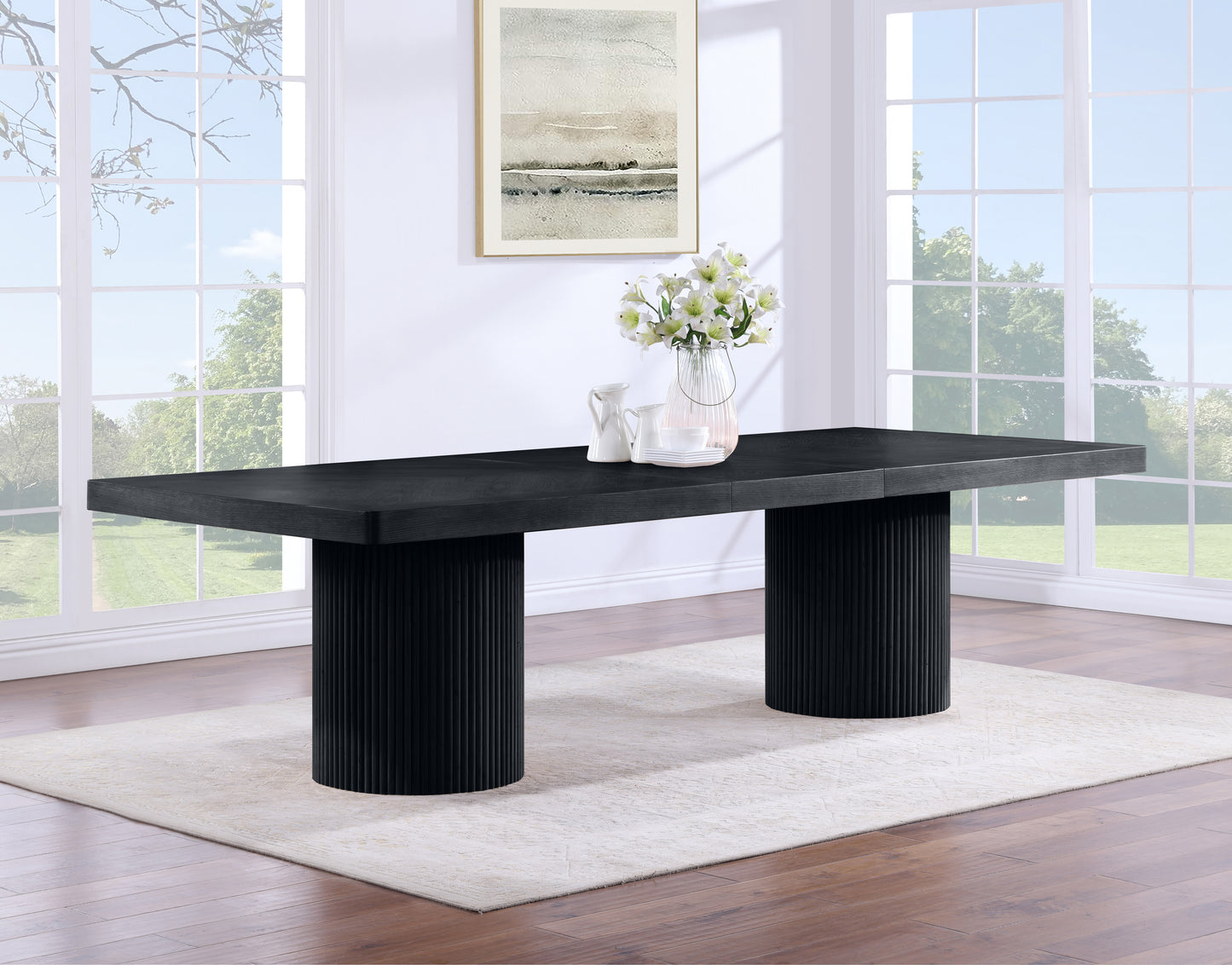 gavin black dining table (3 boxes)