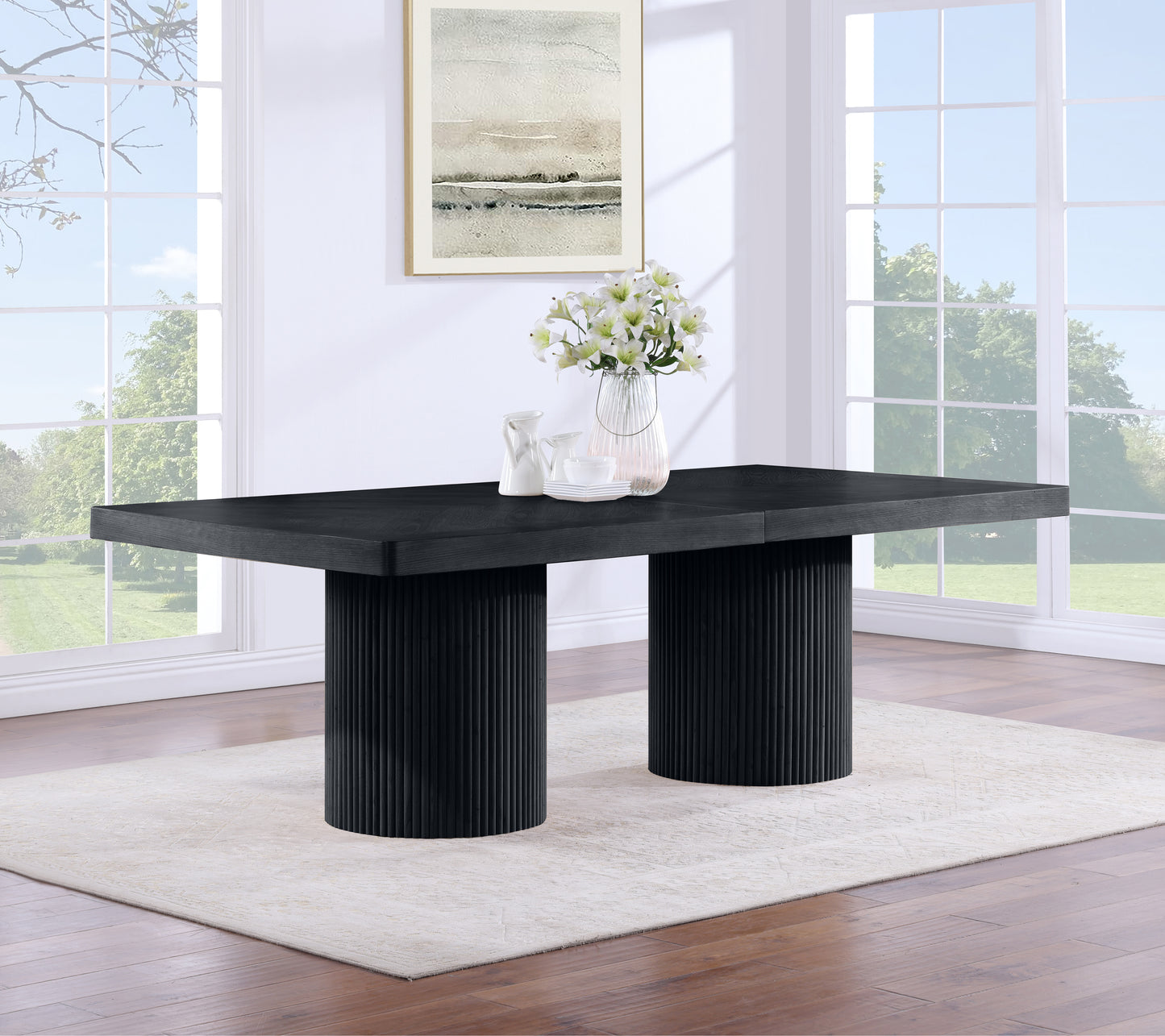 gavin black dining table (3 boxes)