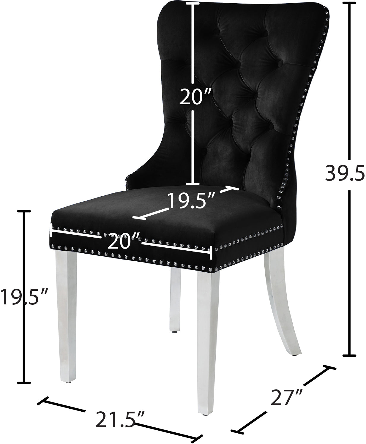 xoxo black velvet dining chair c