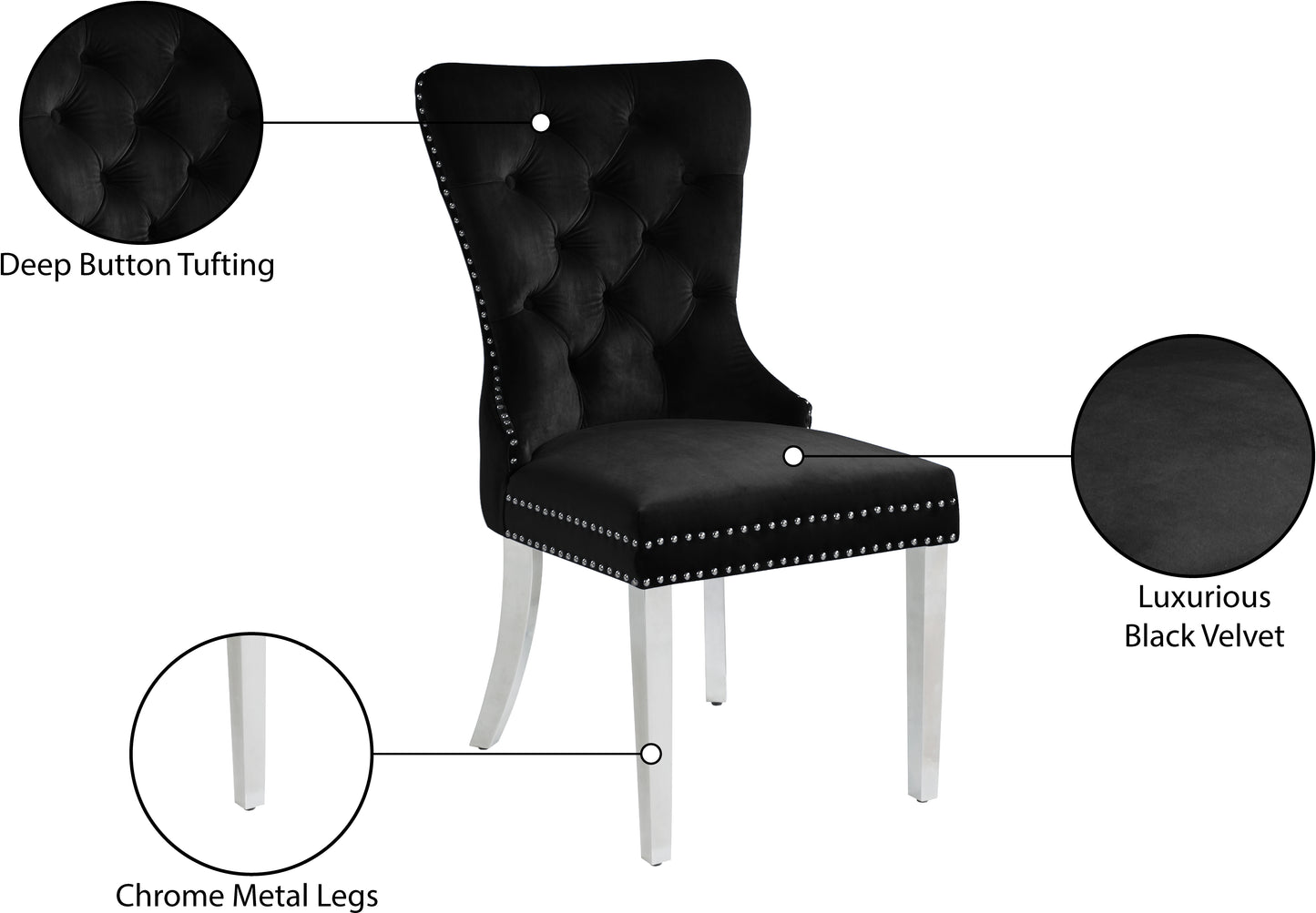 xoxo black velvet dining chair c