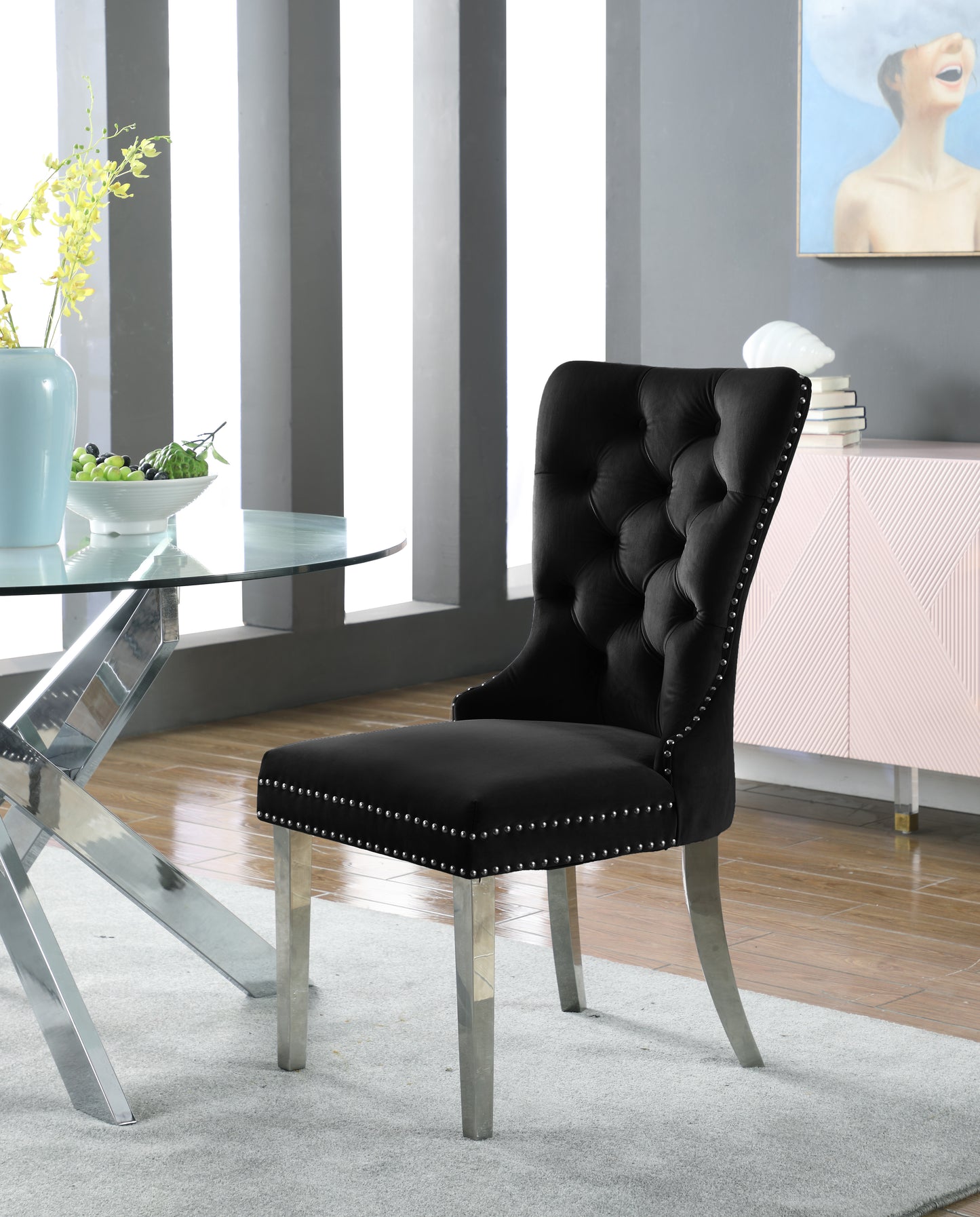 xoxo black velvet dining chair c