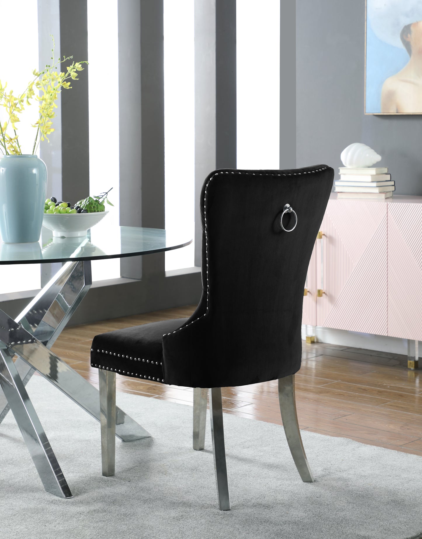 xoxo black velvet dining chair c