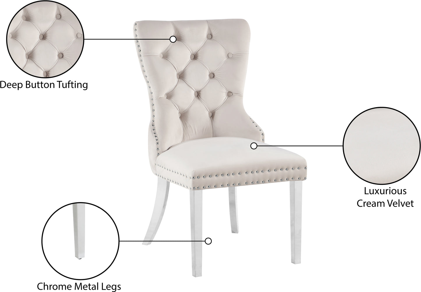 xoxo cream velvet dining chair c