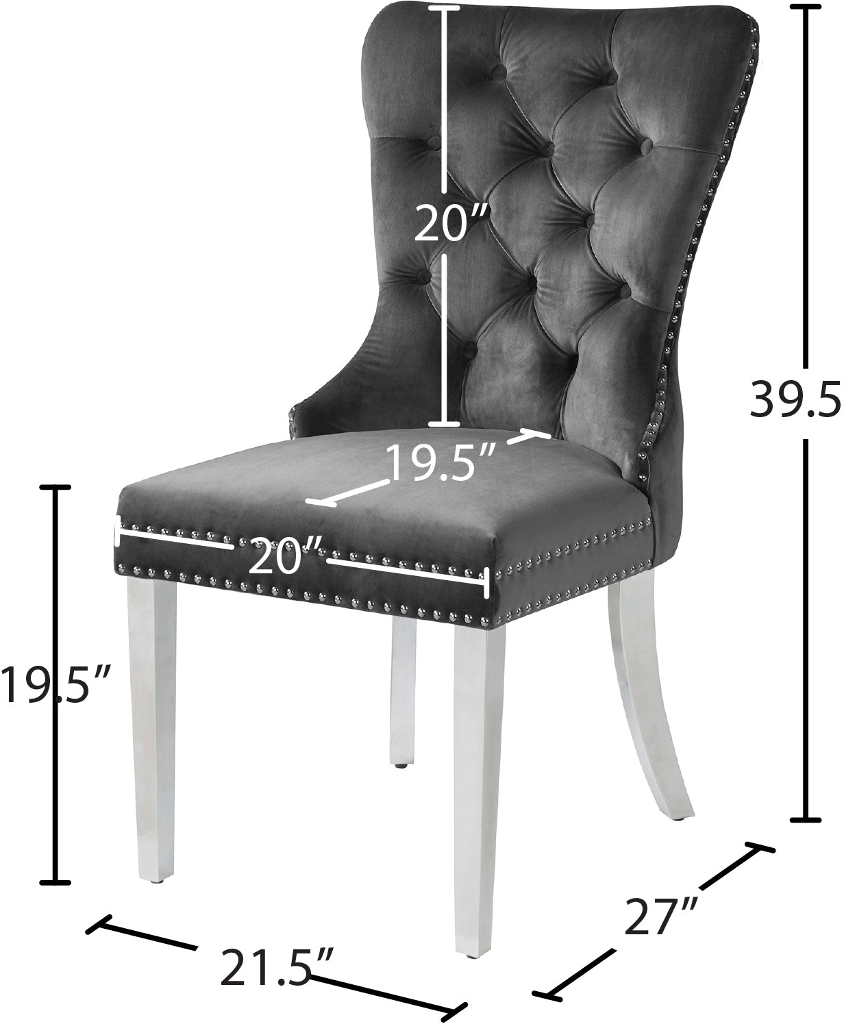 xoxo grey velvet dining chair c