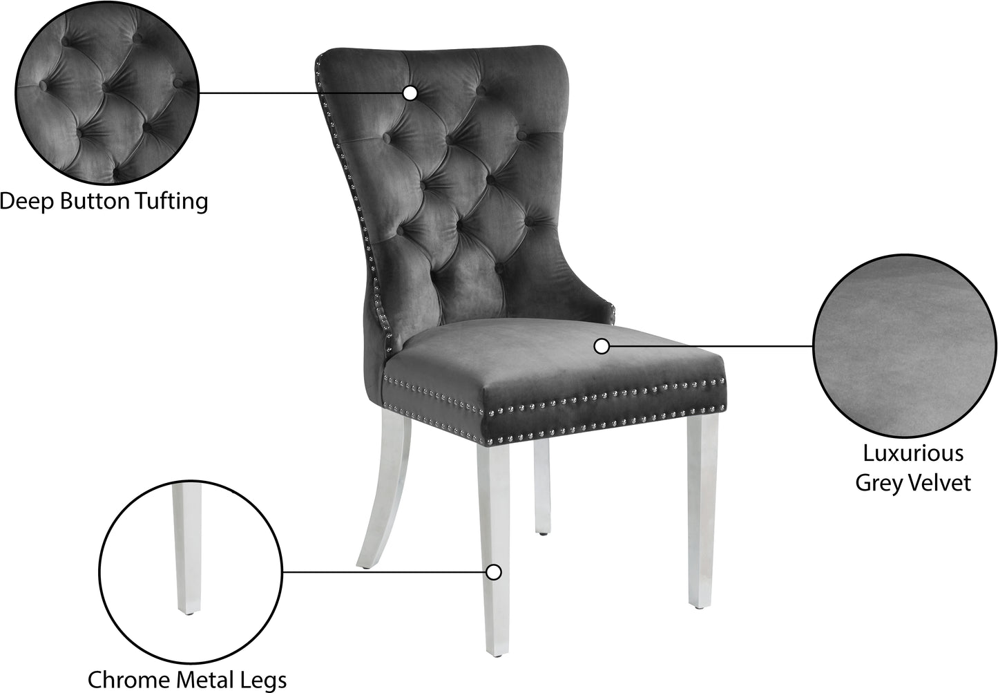 xoxo grey velvet dining chair c