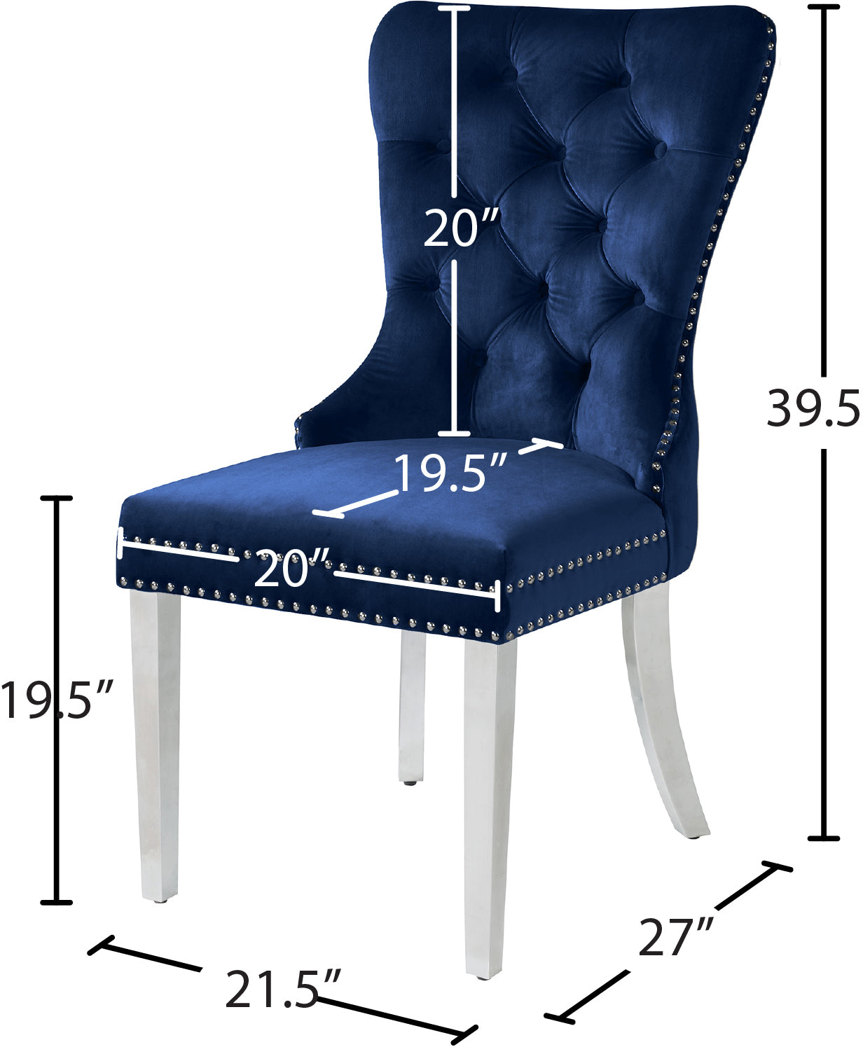 xoxo navy velvet dining chair c