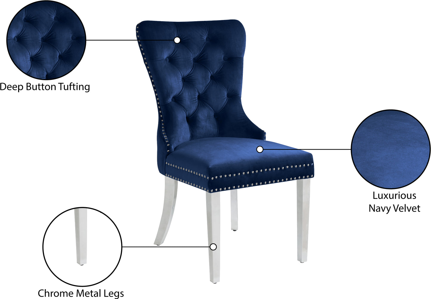 xoxo navy velvet dining chair c