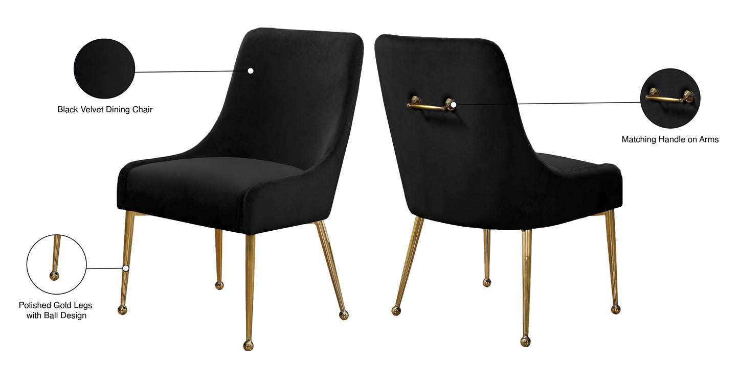 lana black velvet dining chair black