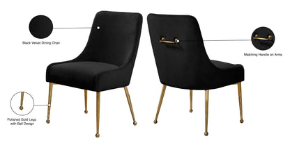 Lana Black Velvet Dining Chair Black