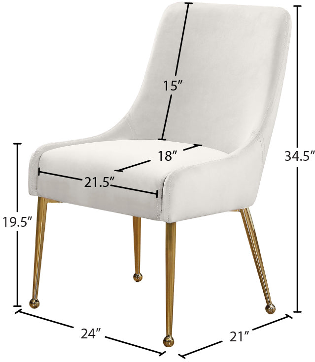 lana cream velvet dining chair cream