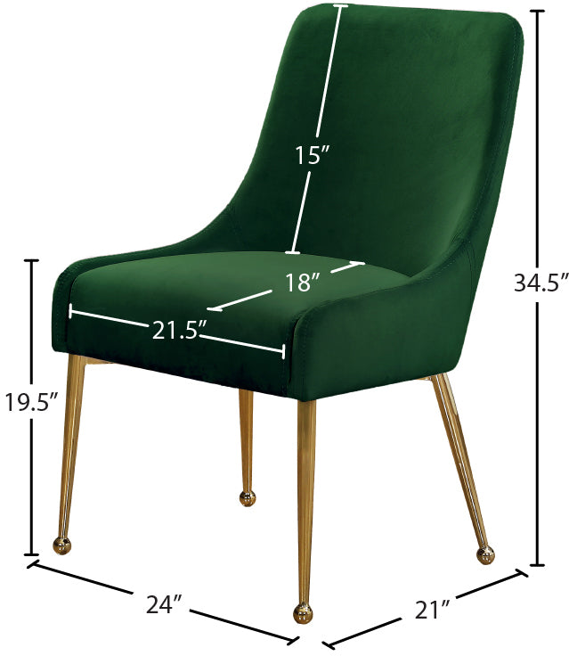 lana green velvet dining chair green