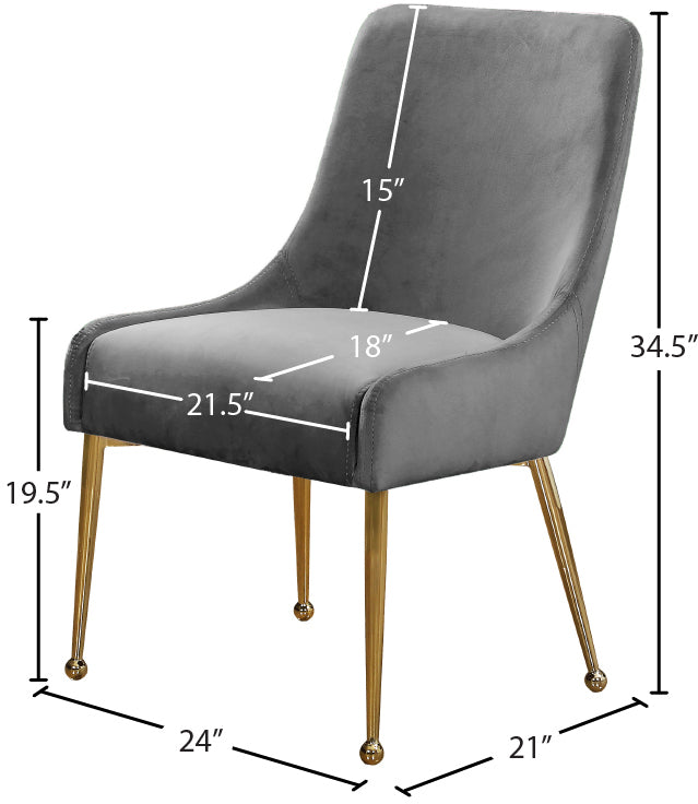 lana grey velvet dining chair grey