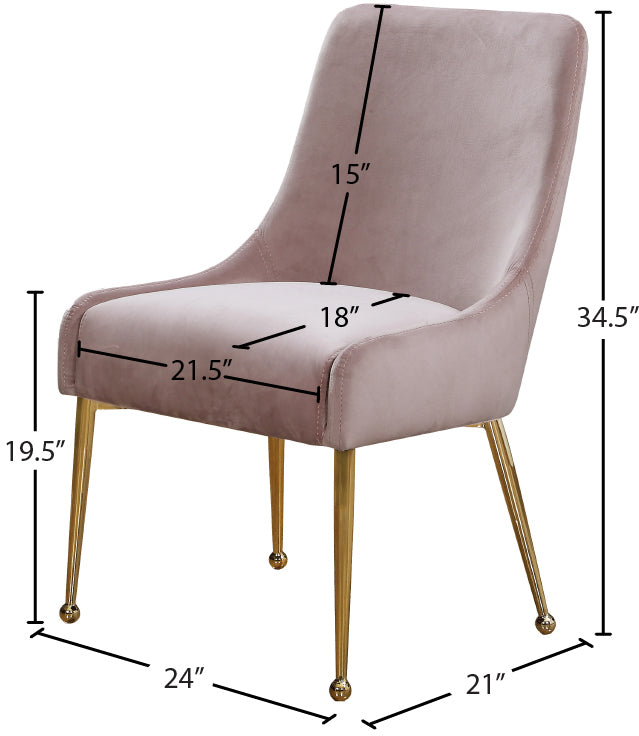 lana pink velvet dining chair pink