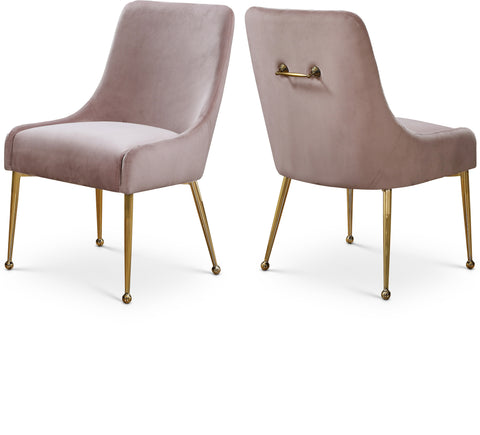 Celeste Pink Velvet Upholstered Dining Chair, 2-Piece