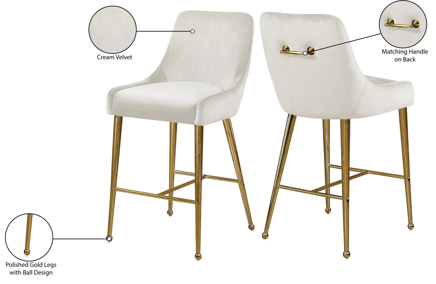 lana cream velvet stool cream