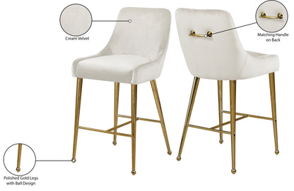 Lana Cream Velvet Stool Cream