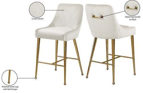Lana Cream Velvet Stool Cream