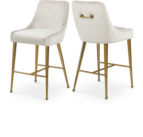 Celeste Cream Velvet Upholstered Counter Stool, 2-Piece