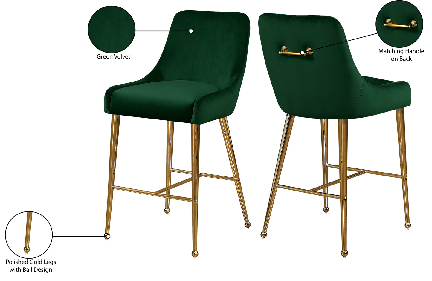 lana green velvet stool green