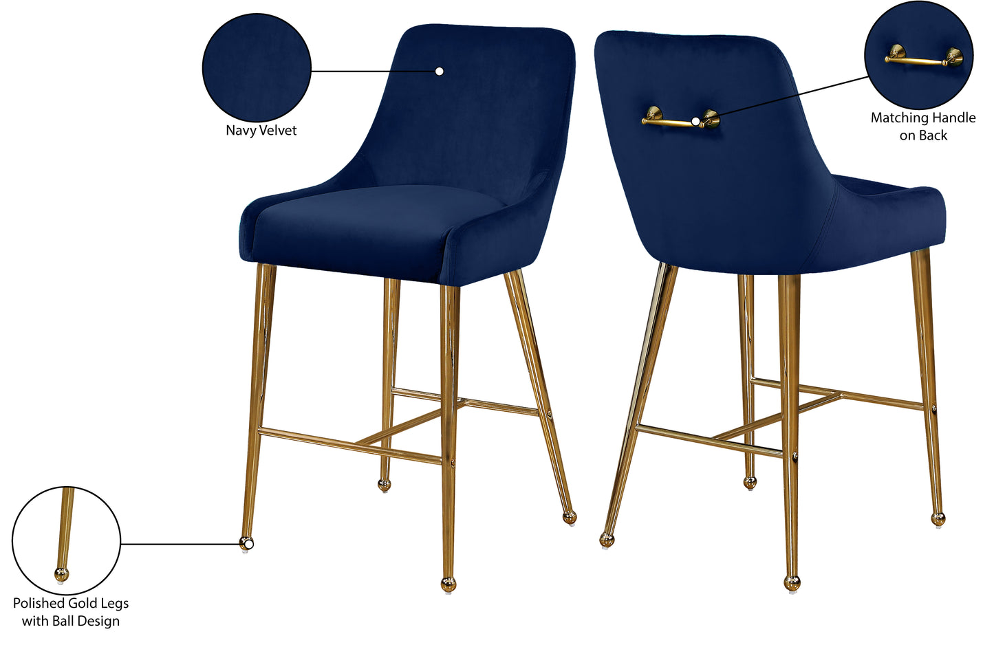 lana navy velvet stool navy