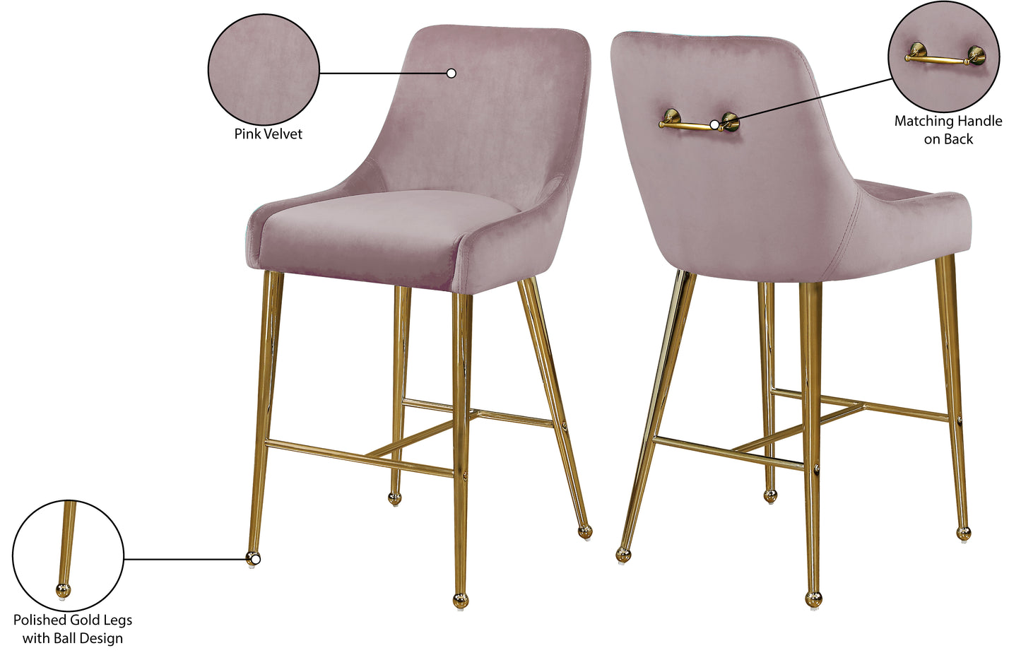 lana pink velvet stool pink