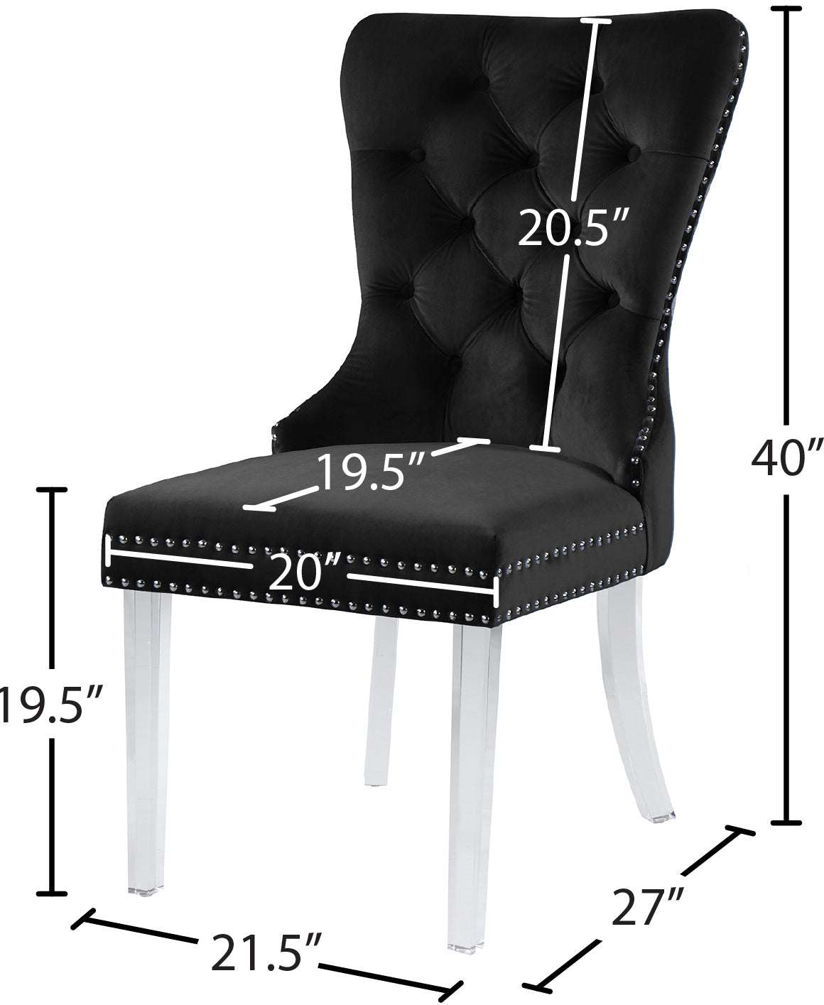 tee black velvet dining chair c