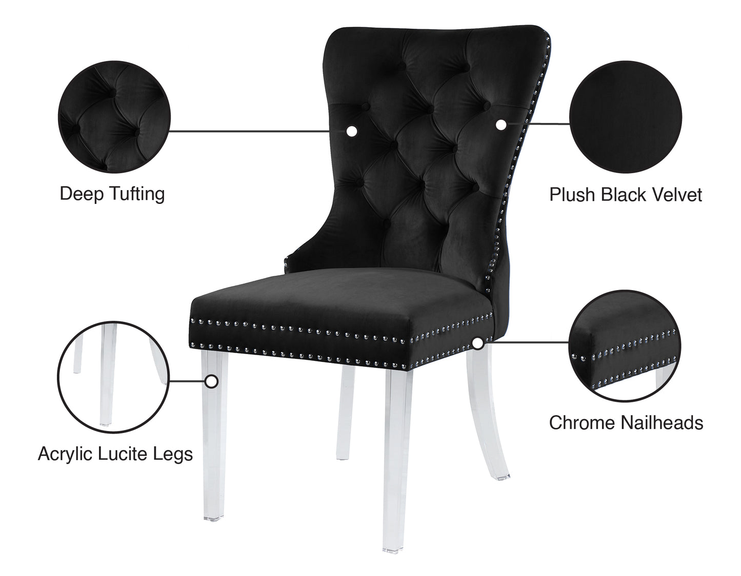 tee black velvet dining chair c