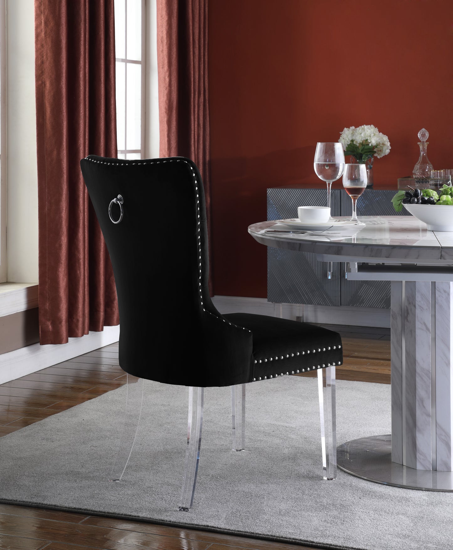 tee black velvet dining chair c