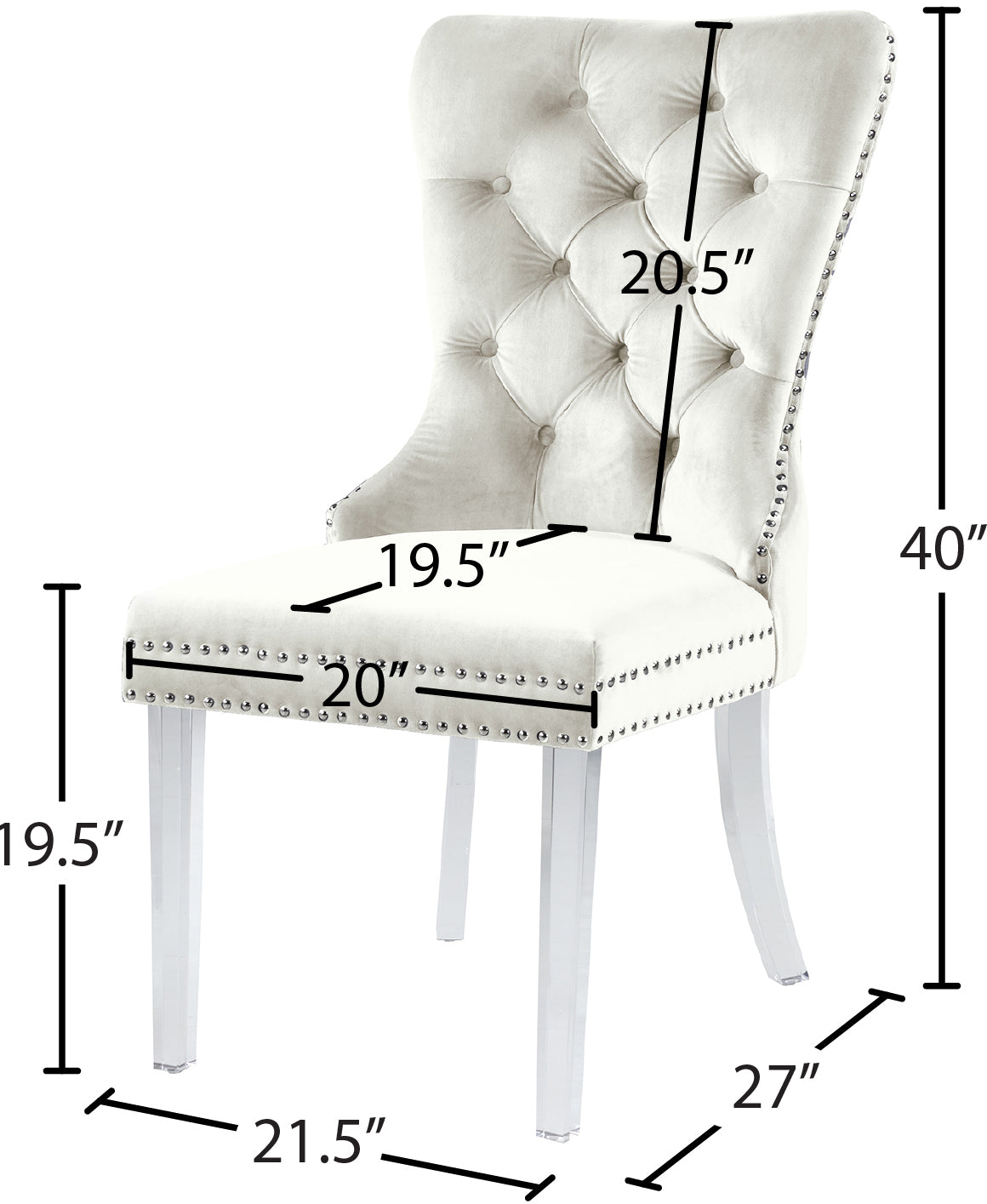 tee cream velvet dining chair c