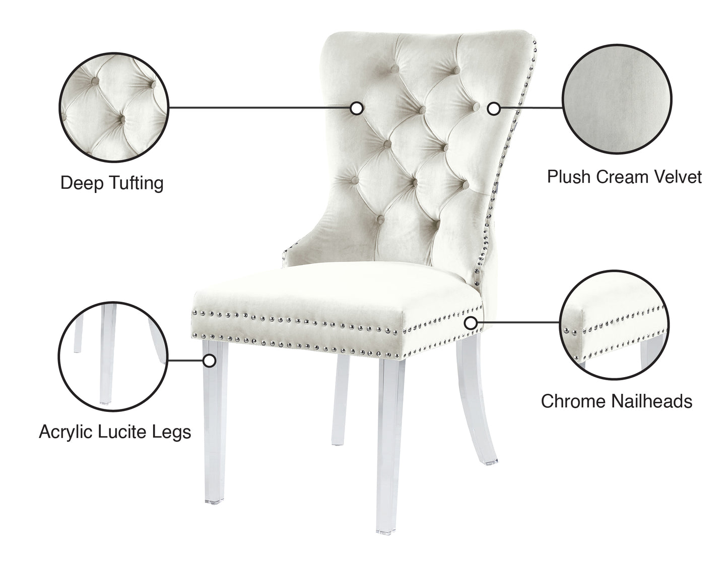 tee cream velvet dining chair c