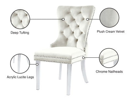 Tee Cream Velvet Dining Chair C