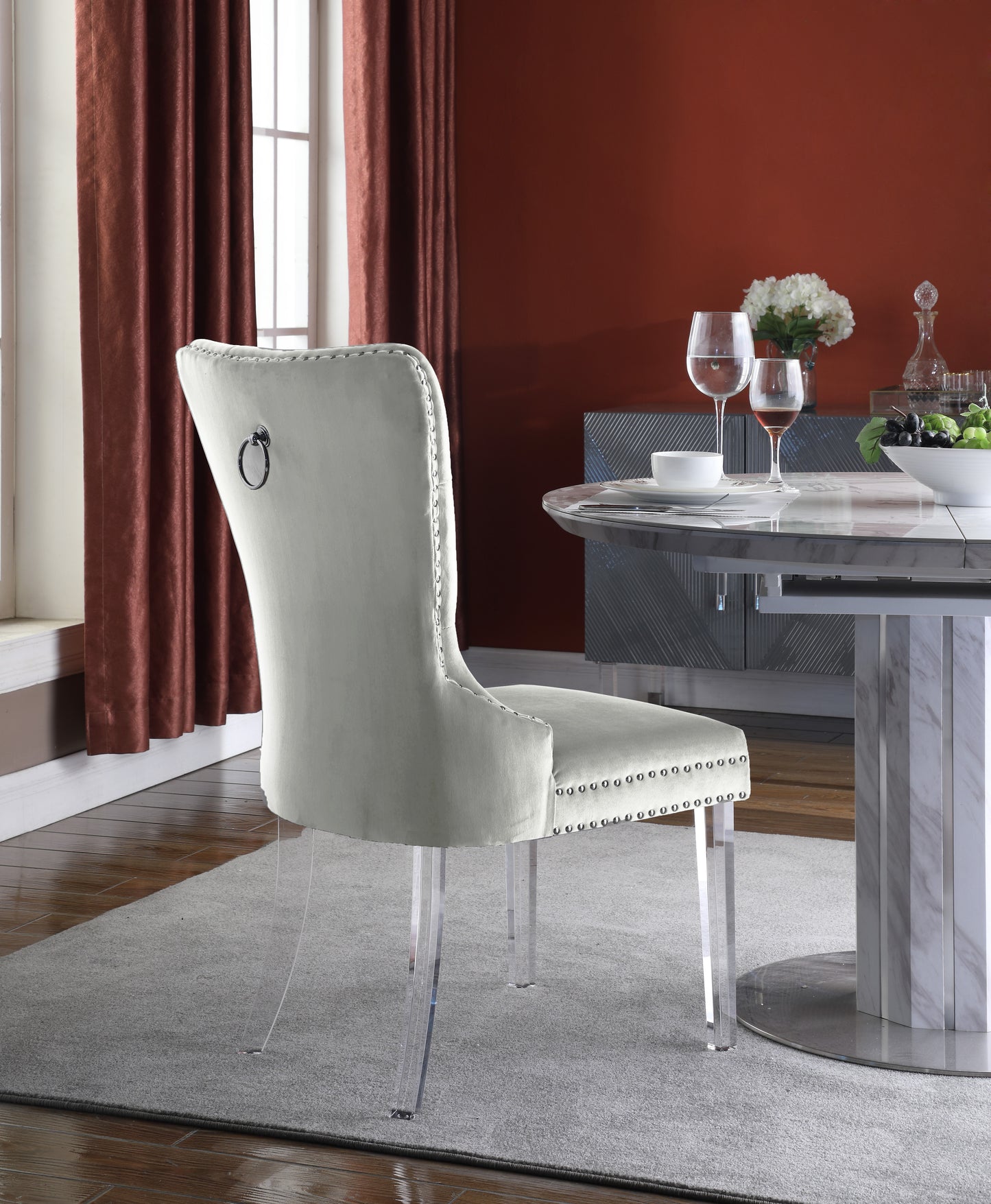 tee cream velvet dining chair c