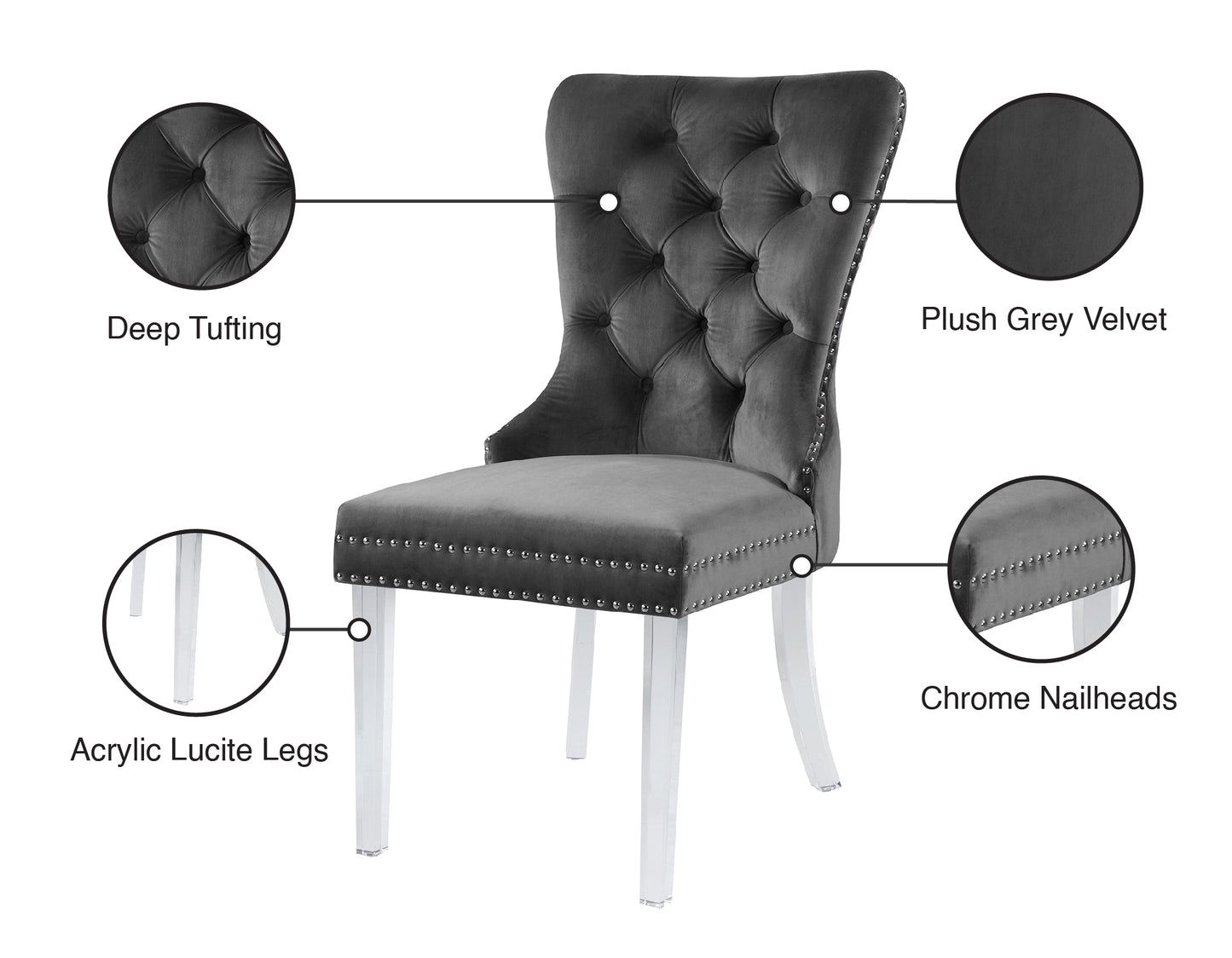 tee grey velvet dining chair c