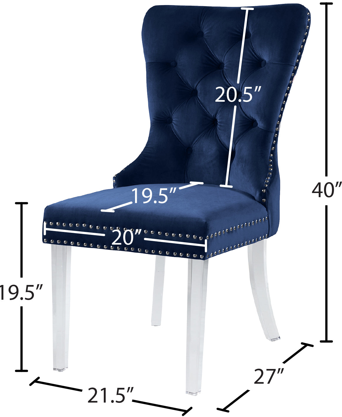 tee navy velvet dining chair c