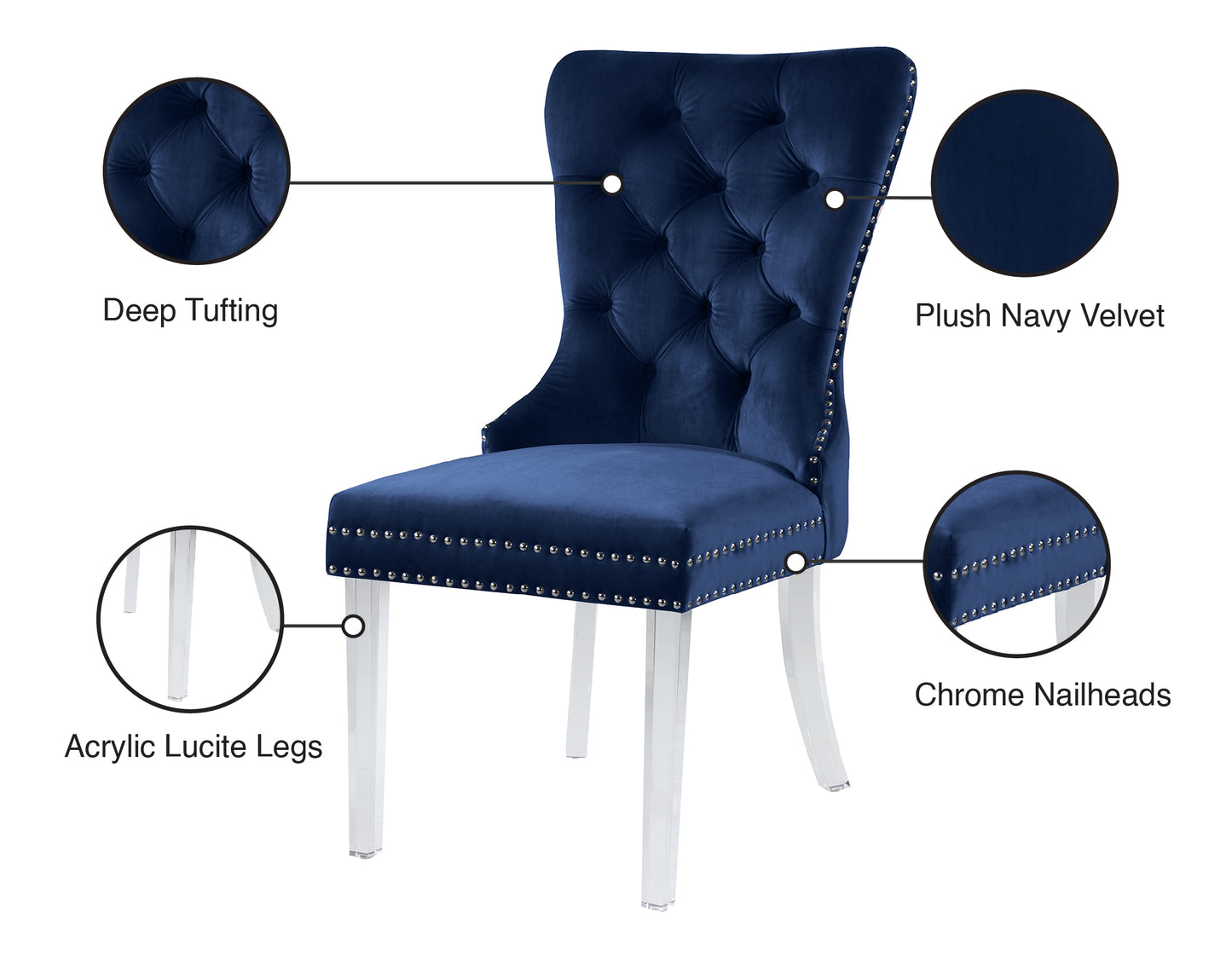 tee navy velvet dining chair c