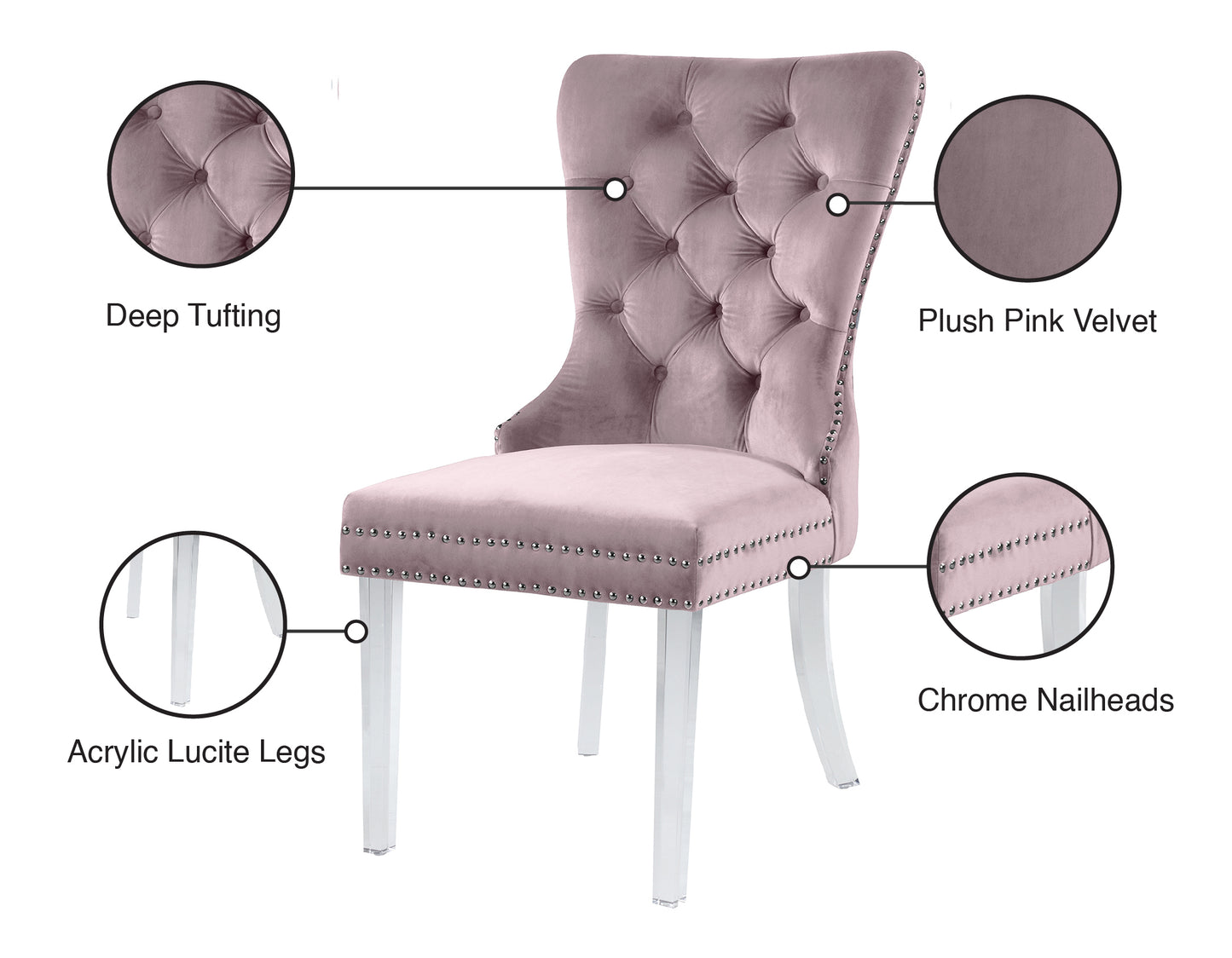 tee pink velvet dining chair c