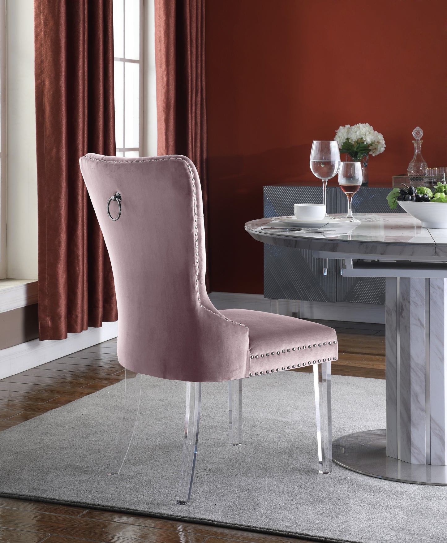 tee pink velvet dining chair c