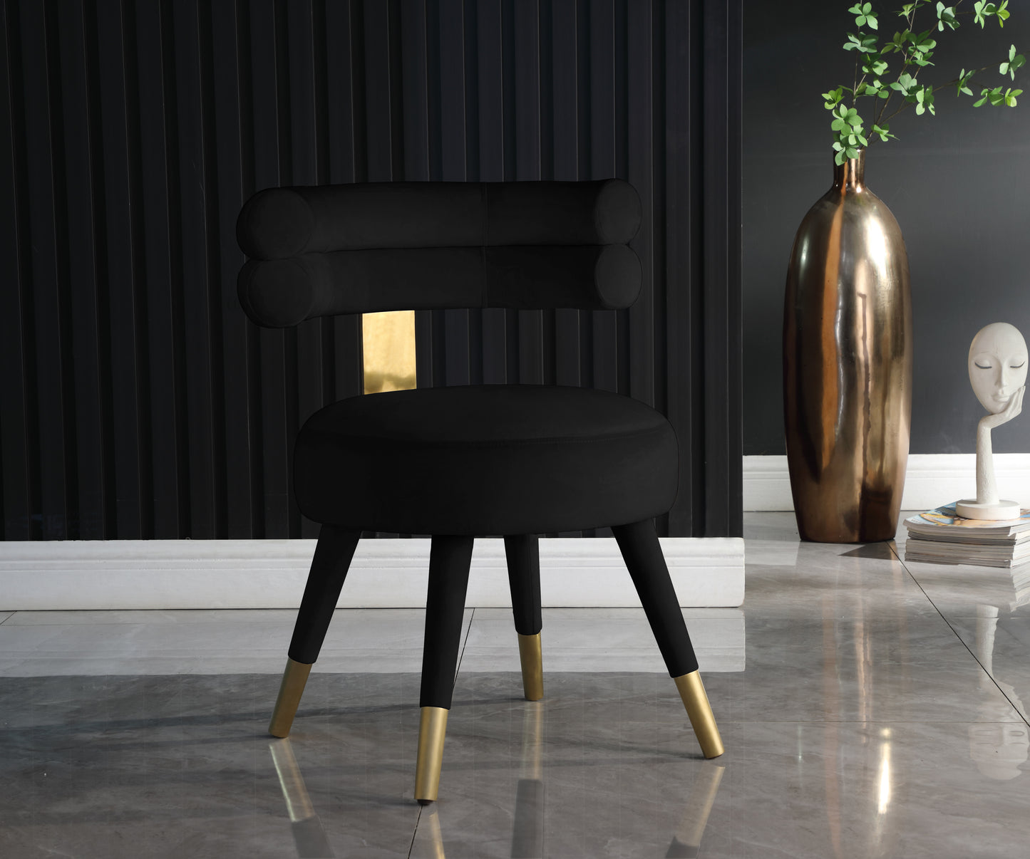 burton black velvet dining chair c