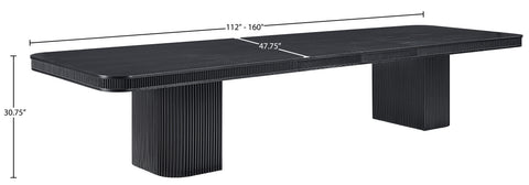 Arden 112" / 136" / 160" Black Solid Wood And Oak Veneer Dining Table, 1 Piece