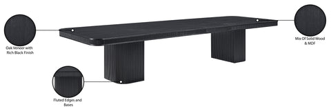 Arden 112" / 136" / 160" Black Solid Wood And Oak Veneer Dining Table, 1 Piece