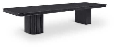 Arden 112" / 136" / 160" Black Solid Wood And Oak Veneer Dining Table, 1 Piece