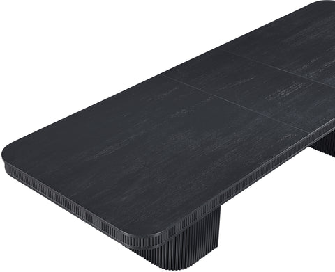 Arden 112" / 136" / 160" Black Solid Wood And Oak Veneer Dining Table, 1 Piece