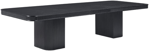 Arden 112" / 136" / 160" Black Solid Wood And Oak Veneer Dining Table, 1 Piece