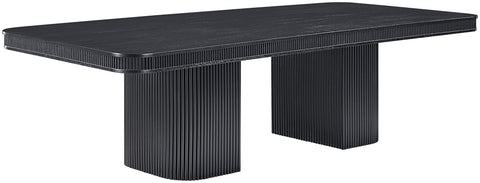 Arden 112" / 136" / 160" Black Solid Wood And Oak Veneer Dining Table, 1 Piece