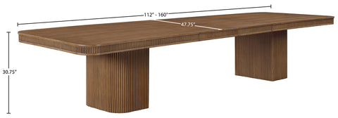 Arden 112" / 136" / 160" Brown Solid Wood And Oak Veneer Dining Table, 1 Piece