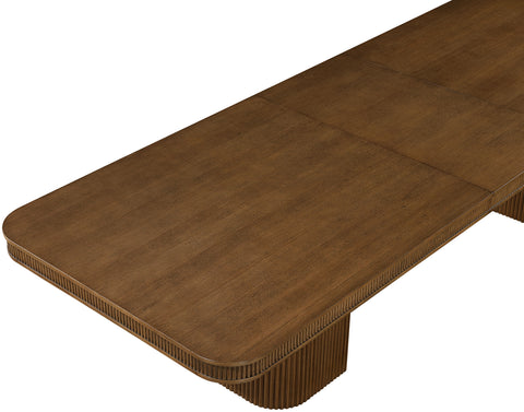 Arden 112" / 136" / 160" Brown Solid Wood And Oak Veneer Dining Table, 1 Piece