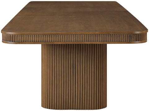 Arden 112" / 136" / 160" Brown Solid Wood And Oak Veneer Dining Table, 1 Piece